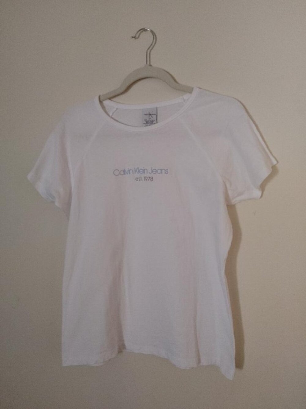 Calvin Klein Jeans White Women's T-Shirt Size Large 100% Cotton